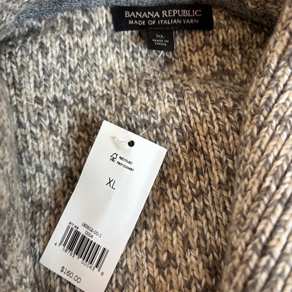 NWT Banana Republic Heritage Shawl Collar Cardigan - Italian Yarn Gray/Cream XL - Picture 4 of 7
